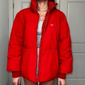 Red Tommy Hilfiger Puffer Jacket